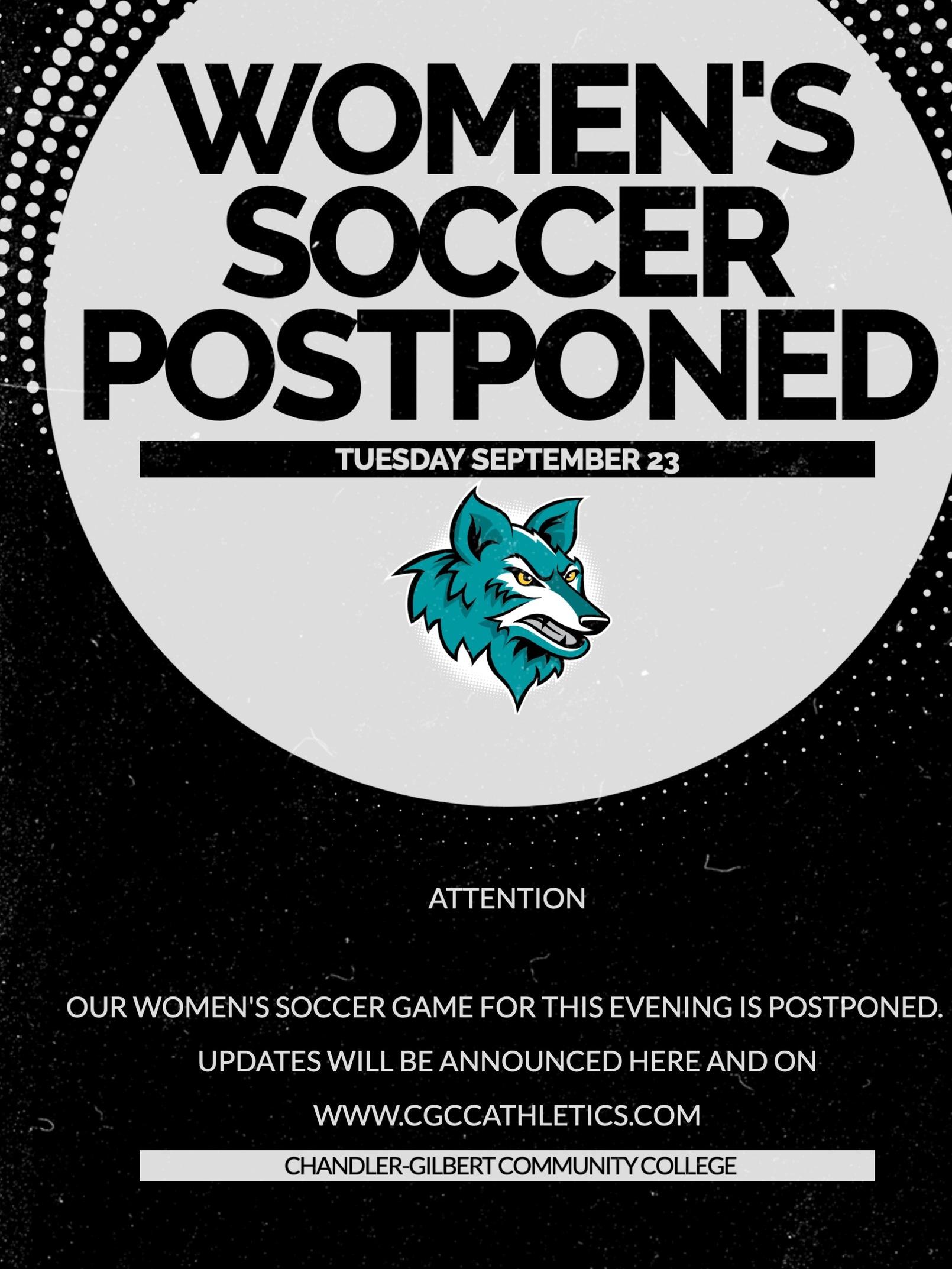 Coyote Women's Soccer postponed